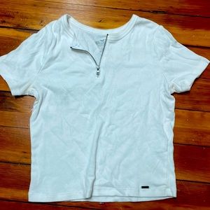 Hollister, white, short sleeve, zipper